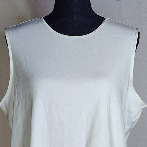 2pk CJ Banks White Cotton Satin Trim Sleeveless Camisole Tank Layering Top Sz 1X - Picture 2 of 16